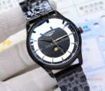 Replica Longines Moon phase Black Steel Men Watch for Sale